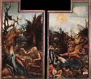 Grunewald, Matthias Visit of St Antony to St Paul and Temptation of St Antony oil painting on canvas
